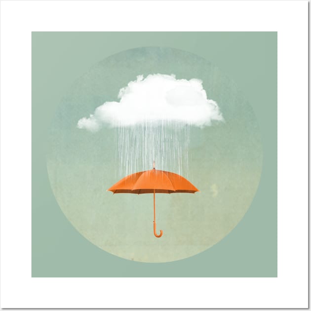 Orange umbrella Rain Cloud Wall Art by Vin Zzep